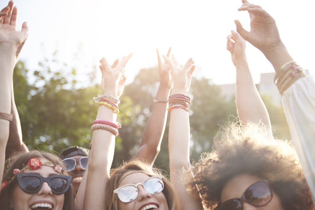 Group of friends at a festival